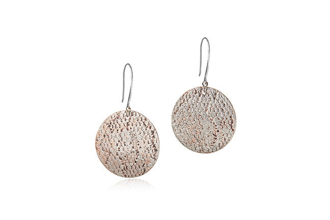 Sterling Silver with Copper Patina Circle Drop Earrings
