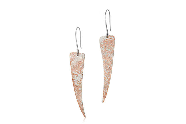 Sterling Silver with Copper Patina Triangle Drop Earrings